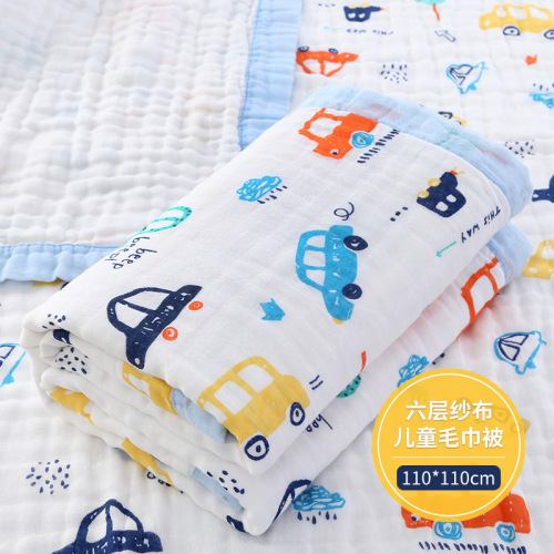 Wide-brimmed newborn bath towel six-layer cotton gauze newborn baby blanket soft absorbent children's towel quilt
