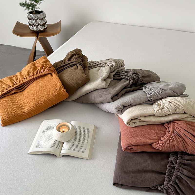 Class A cotton double-layer wrinkled yarn single-piece bed hat bedspread mattress protector single bed sheet buy bedding quilt cover