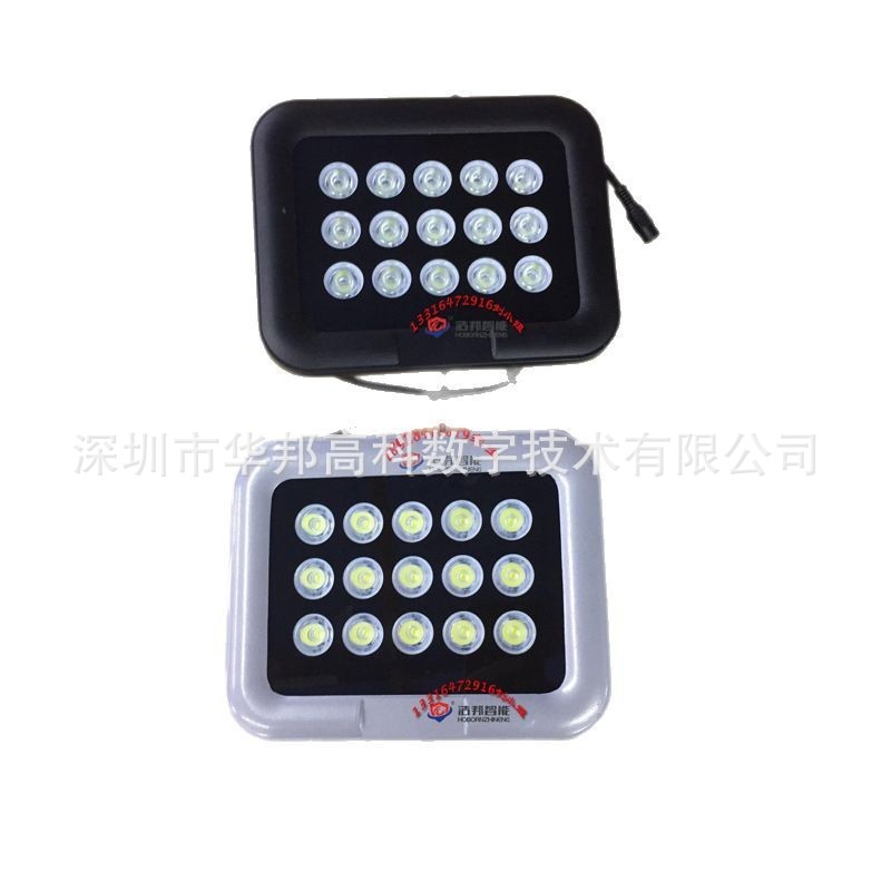 Monitoreo de seguridad luminoso de alto nivel, cámara de placa de luz blanca 15 lámpara, identificación de placa de luz integrada
