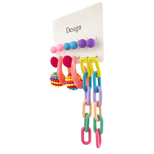 European and American cross-border hot selling acrylic earring set for women, handmade exaggerated dopamine earrings, earrings, jewelry wholesale