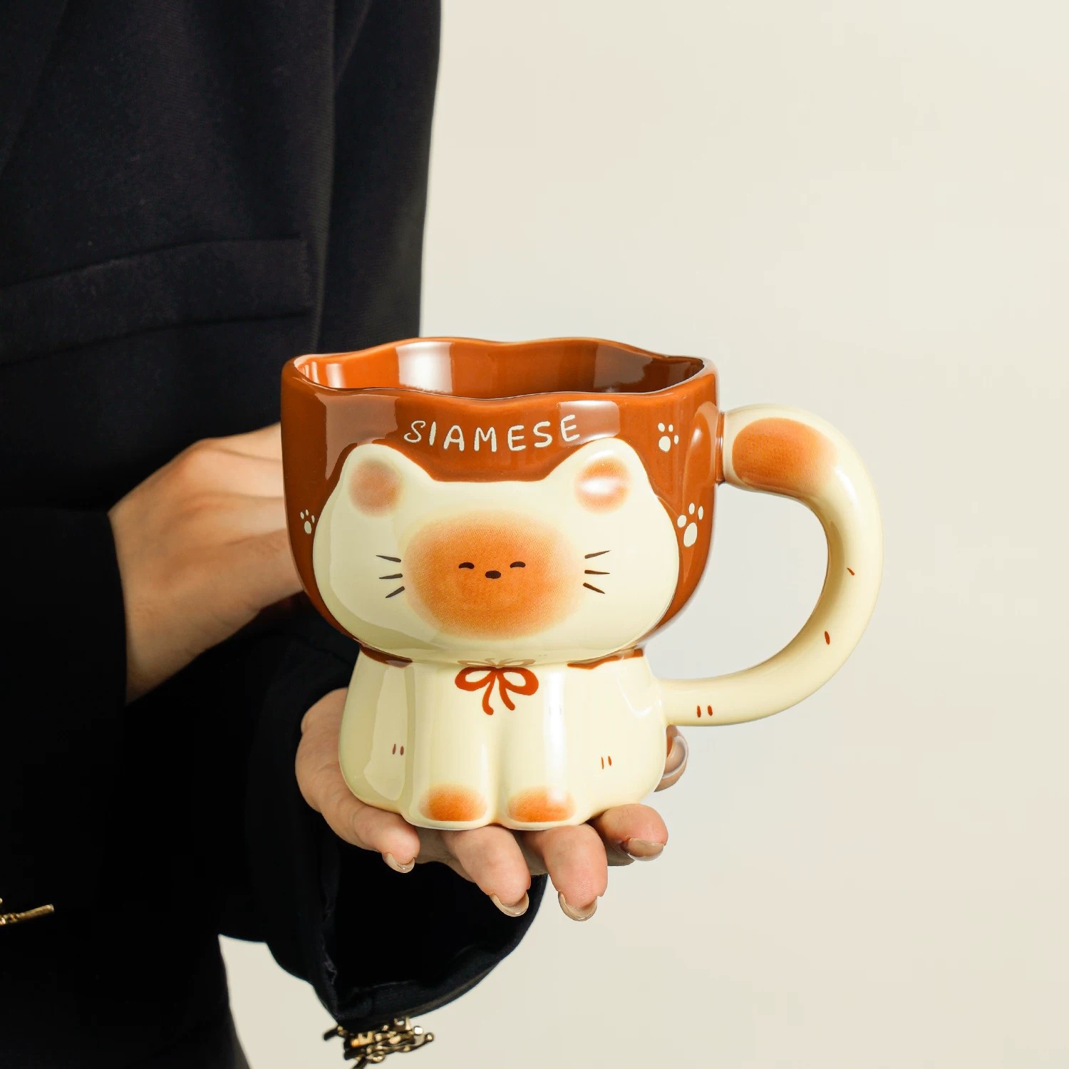 Taza de gato Siamese, taza de marca de nicho, taza de agua, taza de desayuno de café doméstico de alto valor para mujeres