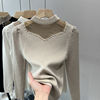 Half high necked knitted bottom sweater， fashionable autumn and winter mesh top