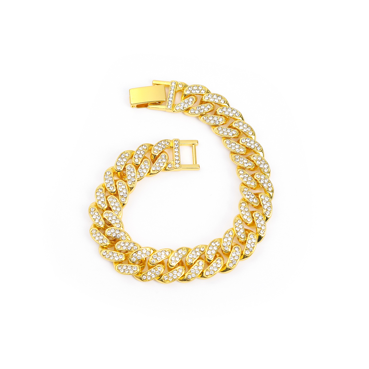Plating, Inlay Design Streetwear Water Droplets Alloy Plating Inlay Artificial Diamond Men's Bracelets Men's Chain Bracelets