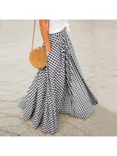V 48129 Elegant Plaid Midi Skirt ���ʸ��Ӱ���ȹ ŷ���羳