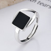 Square epoxy resin, design one size wedding ring, silver 925 sample, European style