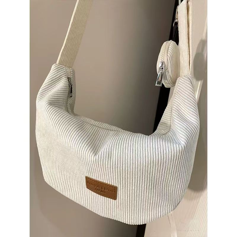 Autumn and Winter New Large-Capacity Corduroy Bag Crossbody Bag for Women Versatile Casual Commuting Dumpling Bag Shoulder Bag Cross-Border