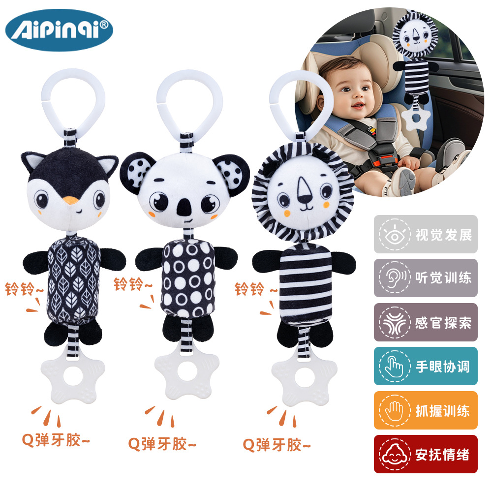 Juguetes para bebés Aipinqi campanas de viento en blanco y negro 0 - 3 años de edad bebé colgante visual peluche colgante cochecito en stock