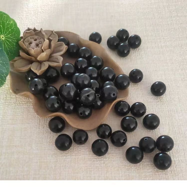天然泗水泗滨黑砭石散珠子亚光手链6-16mm散珠批发砭石珠子批发