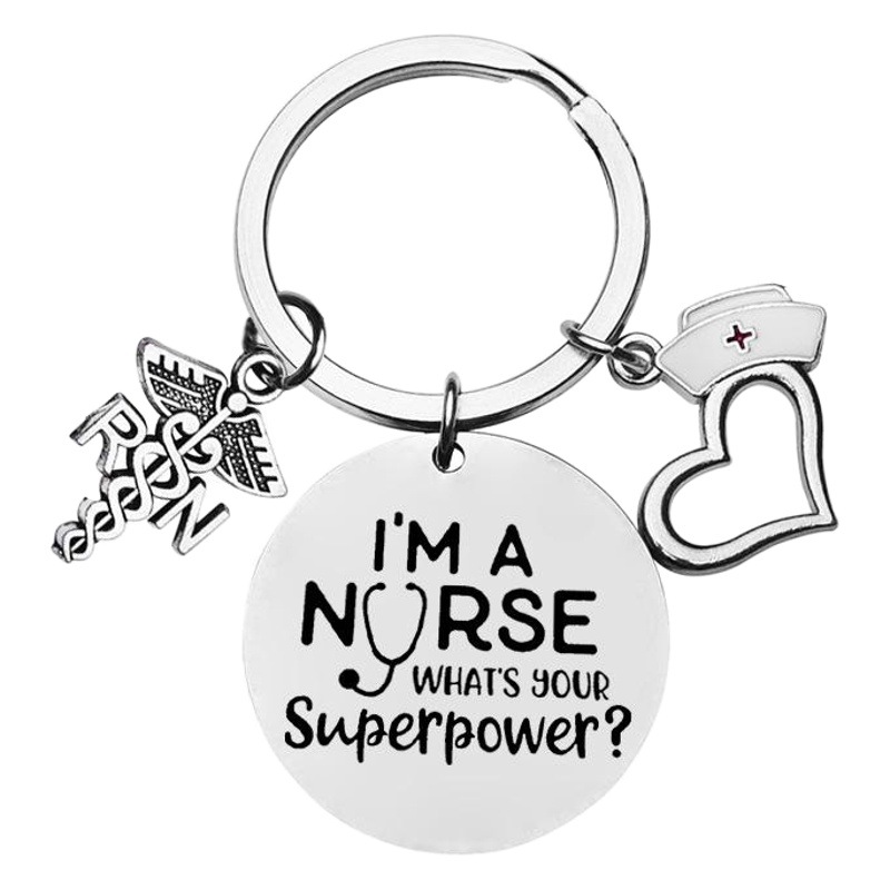 Médico regalo láser letras de acero de titanio llavero de acero inoxidable se puede personalizar