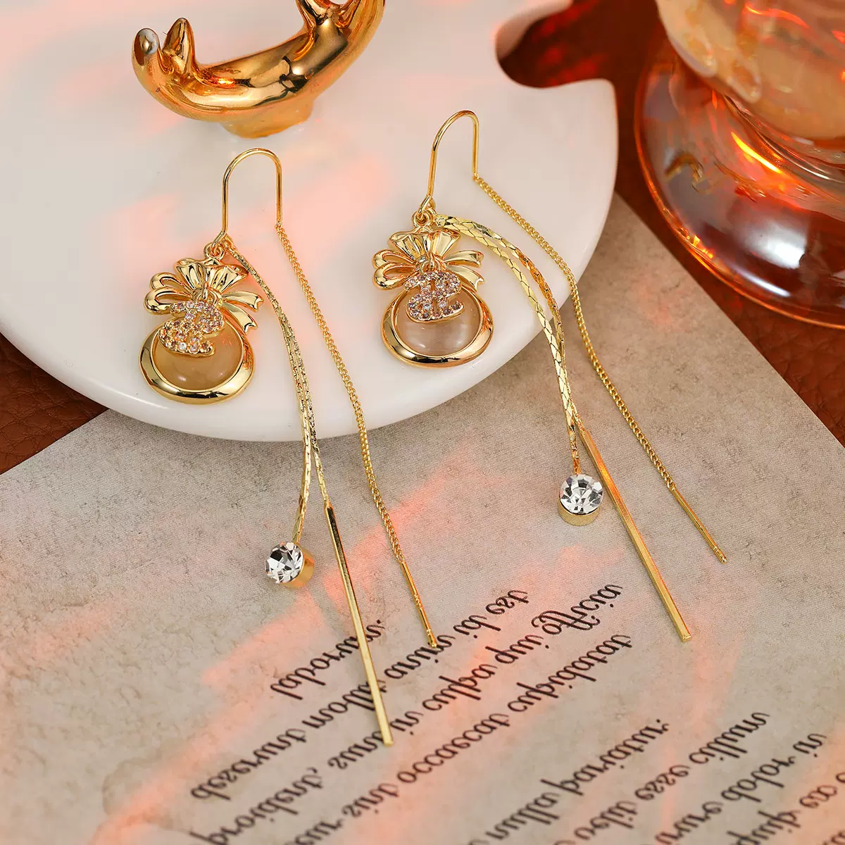 威德妮 福袋气质长款流苏防丢耳线925银针耳环时尚简约显脸瘦耳饰