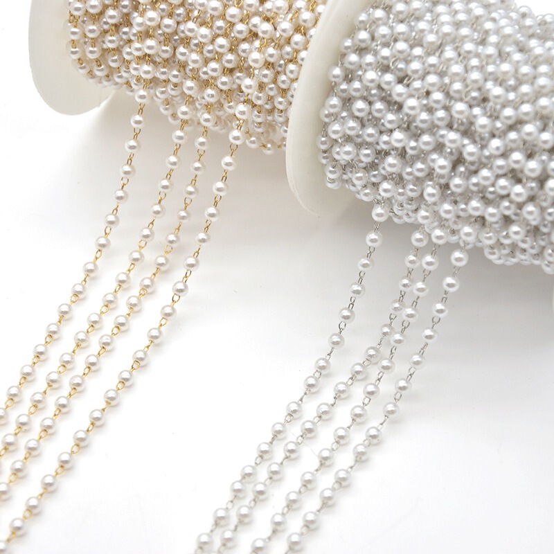3-10mm Handmade DIY Earrings, Necklaces, Bags, Beaded Chains, Antique Style Wedding Bridal Hair Bun Tassel Pearl Chain