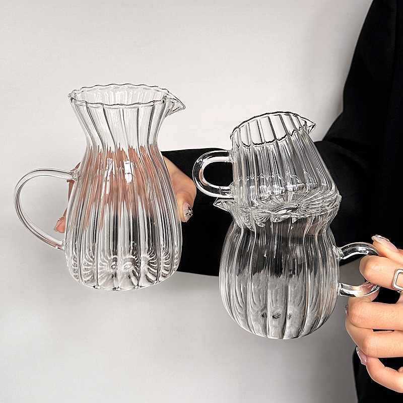 Extracted Espresso Pot Japanese Handmade Stripesd High Temperature Resistant Glass Milk Pot Hand Brewed Coffee Sharing Pot Delivery