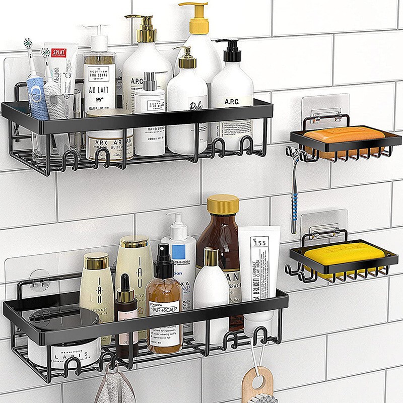 Cross-Border Bathroom Storage Rack, No-Drill Wall-Mounted Bathroom Organizer for Soap and Toiletries