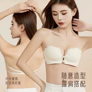 双前扣桃心之吻无肩带无钢圈防滑少女内衣小胸聚拢显大调整型文胸