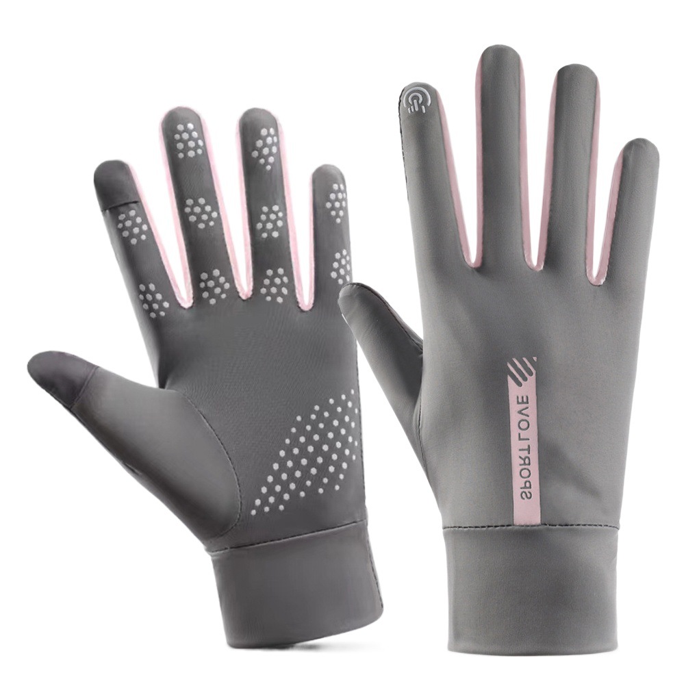 Guantes de protección solar para mujeres de verano para mujeres de primavera Protección UV delgada corta Seda de hielo sensación fresca al aire libre protección solar lesión transpirable