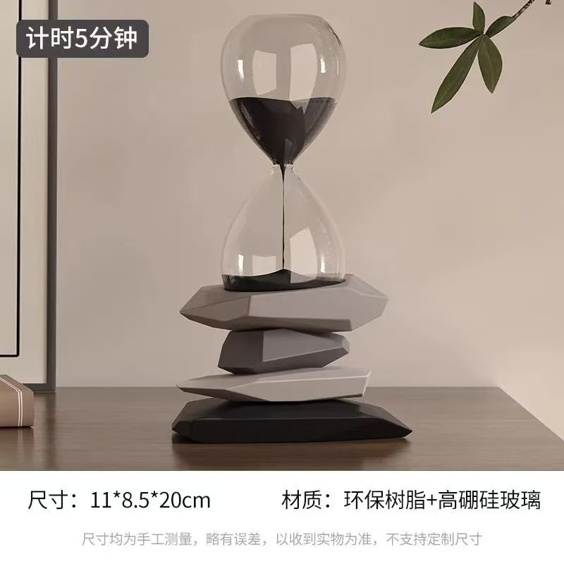 시간이 왔다가 돌아가는 모래시계 5분 타이머 블랙