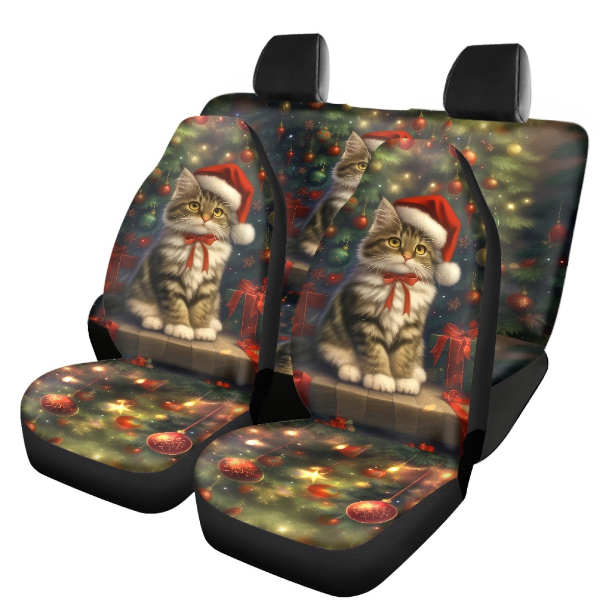 Santa Claus Print Custom Seat Covers Amazon Car Anti-Slip 3-Piece Set Seat Cushion Pod, Minimum Order of One Piece