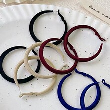 新款秋冬复古植绒圆圈气质耳环女韩国时尚夸张大气简约日常耳饰潮