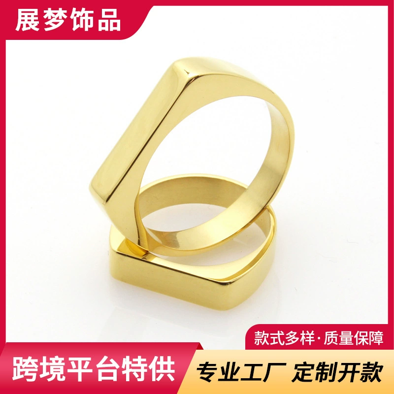 Трансграничное кольцо из титановой стали в европейском и американском стиле пластинчатое кольцо с надписью Графический Логотип Обычная плоскость пара кольцо из нержавеющей стали