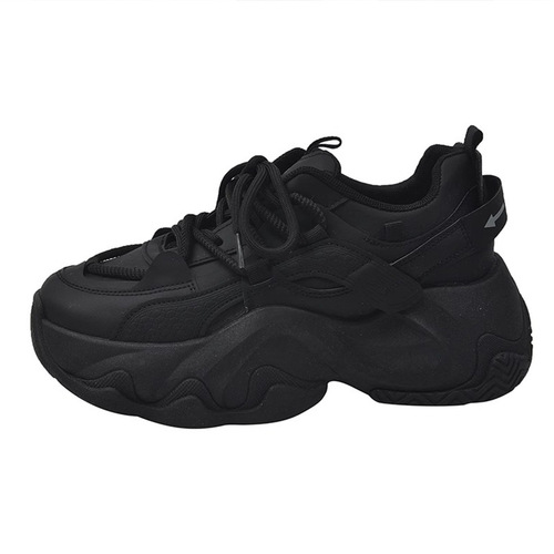 European Station Thick Bottom Dad Shoes Women's Spring and Autumn Street Show Small Feet 2024 New Height Increase Casual Sports Shoes 
