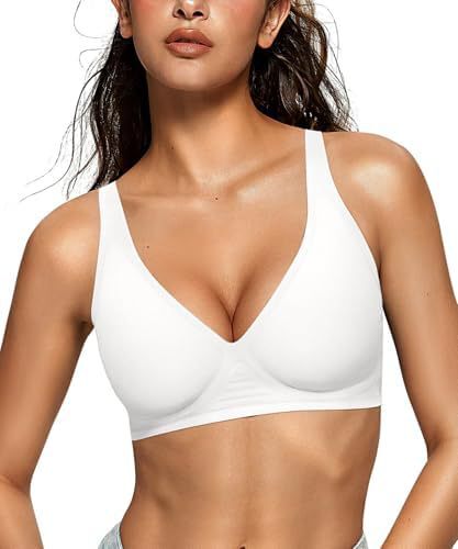 OEAK 女性のディープ V ブラジャーノンワイヤー快適なブラジャーサポートノンワイヤーブラジャー Tシャツプッシュアップブラジャー|undefined