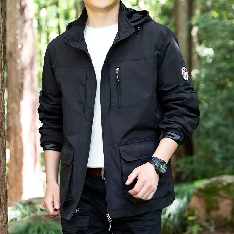 Cross-border Aliexpress vestir de asalto para hombres, abrigo deportivo ventilado al aire libre, chaqueta grande para hombres, chaqueta abierta