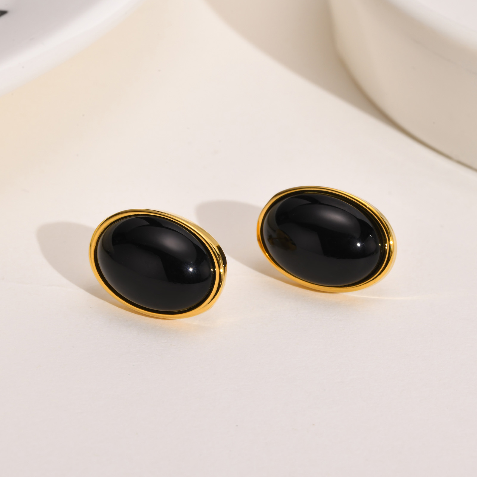 Fashion Oval Stainless Steel Plating Inlay Agate Ear Studs 1 Pair display picture 2