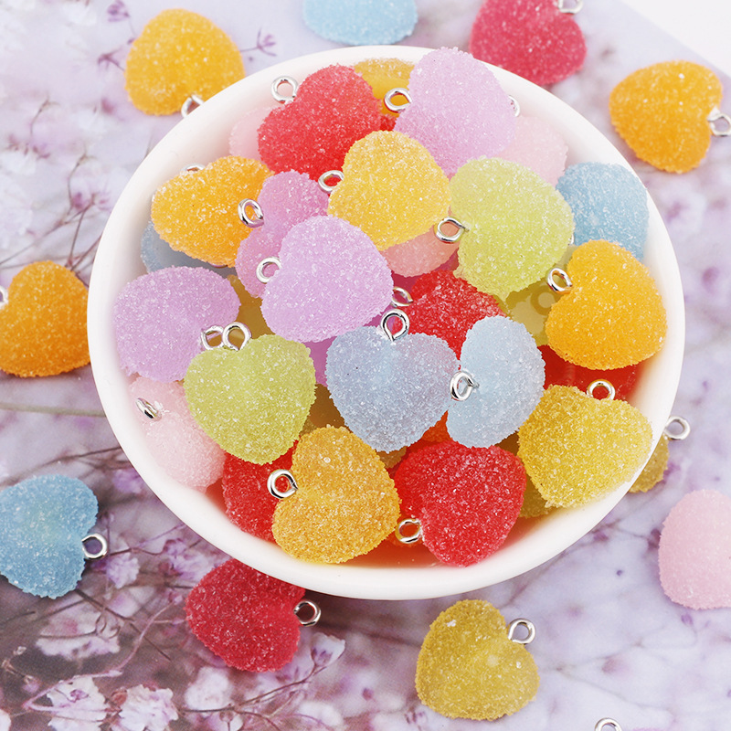 Simulation love soft candy resin jewelry accessories DIY creative necklace earrings keychain mobile phone chain pendant