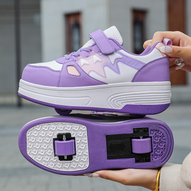 Double-Wheel Roller Shoes for Children, Retractable Wheeled Sneakers, USB Rechargeable Led Light-Up Shoes, Roller Skates, Blast Off Shoes