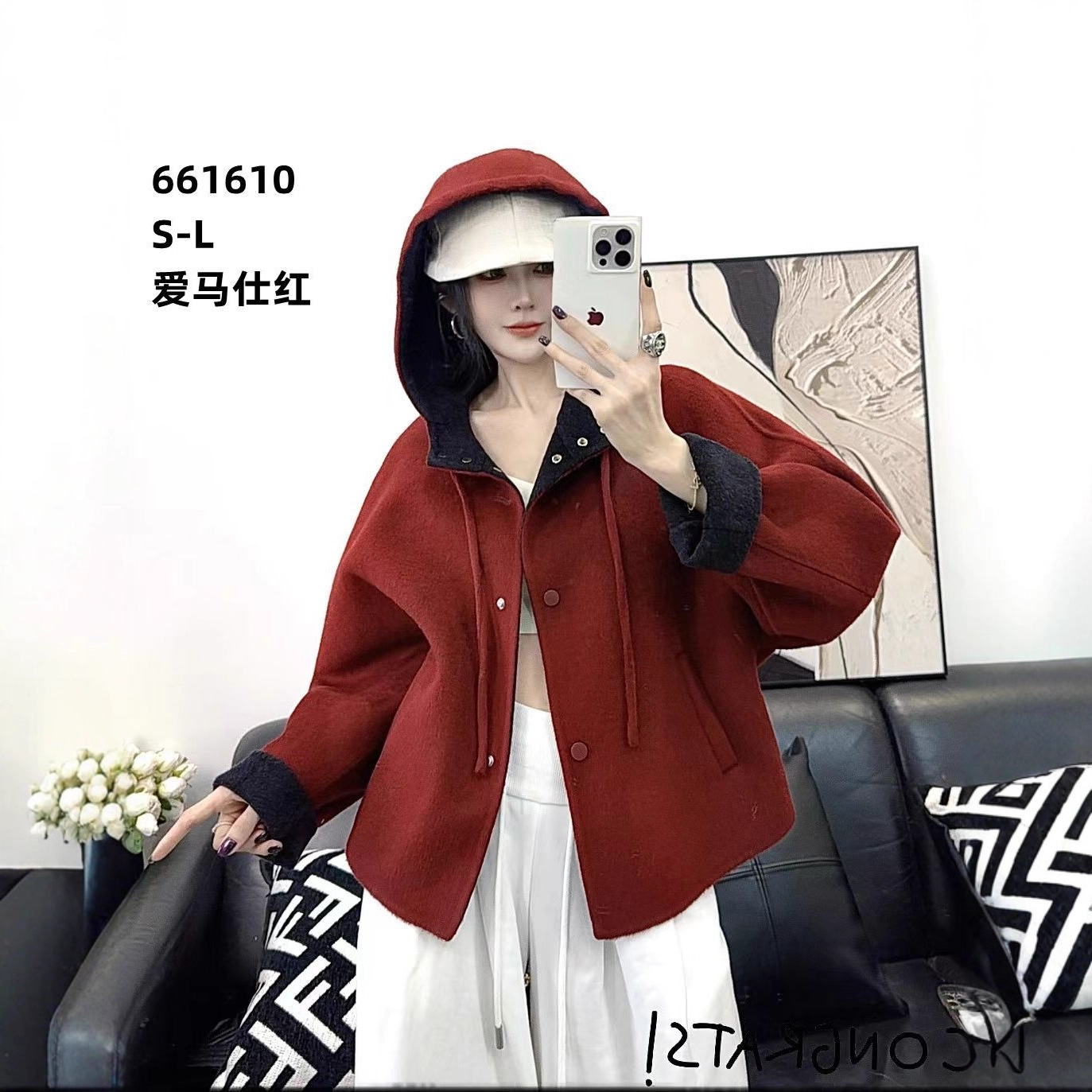 2025 New Autumn and Winter Double-Sided Cashmere Outwear Small Hooded Slim Loose Korean Style Woolen Warm Outwear for Women
