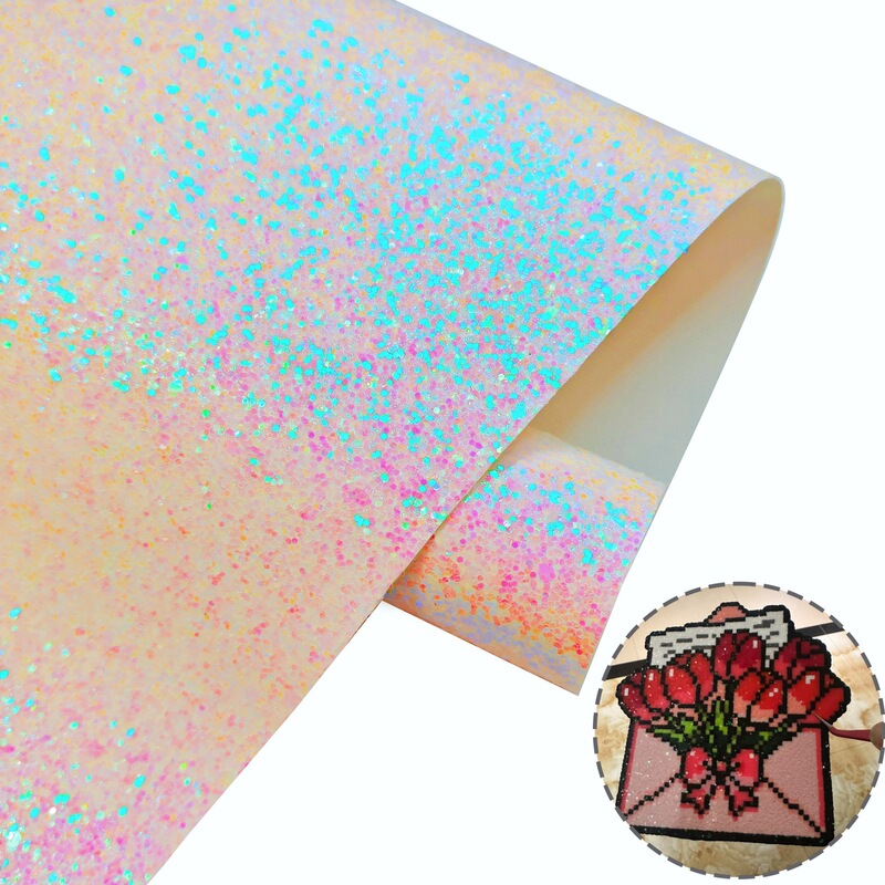 Chunky Glitter Thick Sheets, Small Rolls of Glitter, Pu Patchwork Iron-On Fabric, DIY Crafts, Glitter Powder Leather