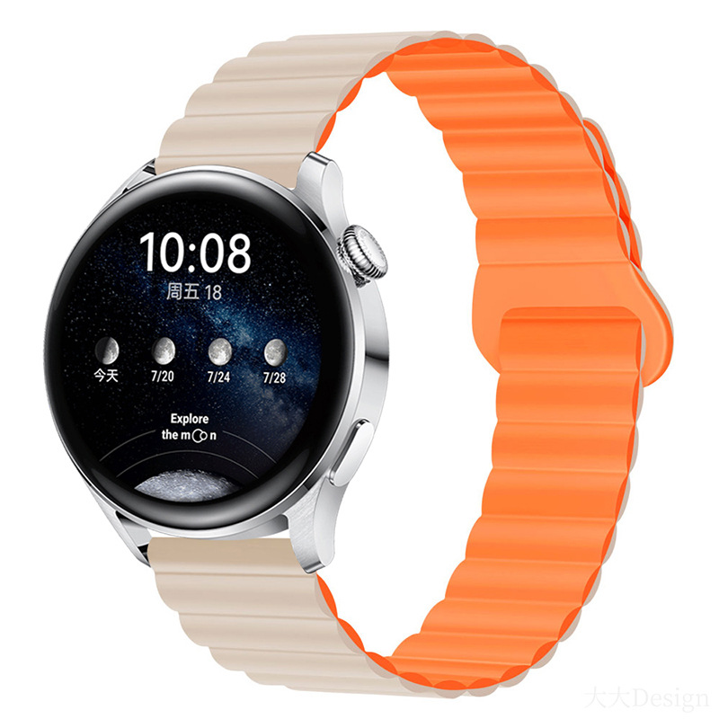 The dual-color magnetic silicone watch strap is compatible with Huawei Watch 5, GT5, Samsung 6, Xiaomi s4, Garmin Universal 20mm and 22mm undefined