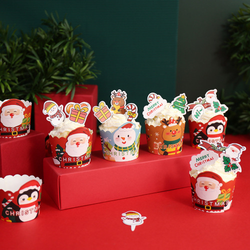 Christmas cupcake packaging box muffin cup cup cake cartoon Christmas cupcake decoration insert