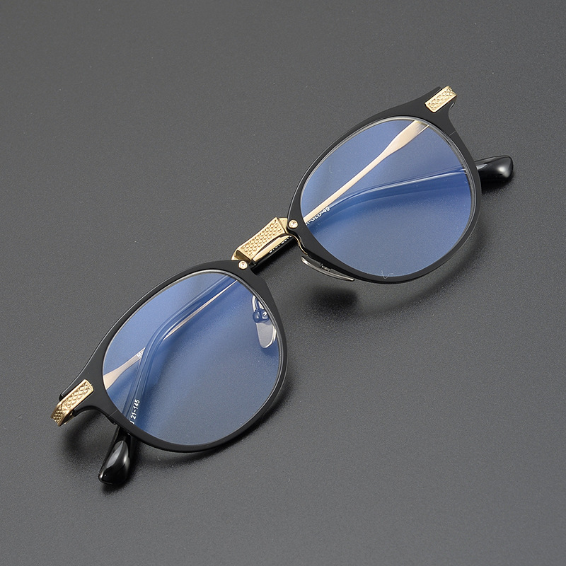 Versatile Minimalist New Pure Titanium Eyeglass Frames, Popular Online, Retro Business Style, Unisex, Round, Ultra-light, Suitable For_voghion.com