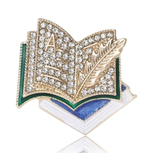 New European and American enamel rhinestone book-shaped brooch, exquisite accessory for men's and women's clothing: BR4722