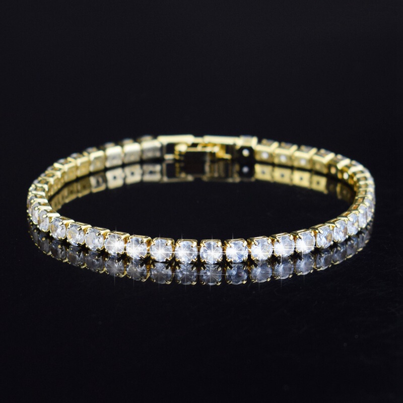 Micro diamond tennis bracelet women's gold European and American men's hip hop bracelet silver 17cm cross-border wholesale Amazon ebay Micro diamond tennis bracelet women's gold European and American men's hip hop bracelet silver 17cm cross-border wholesale Amazon ebay