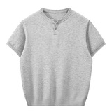 ZH8125-B美式亨利领针织短袖亚麻天丝通勤老钱风上衣休闲T恤，男装针织衫/毛衣，星座614