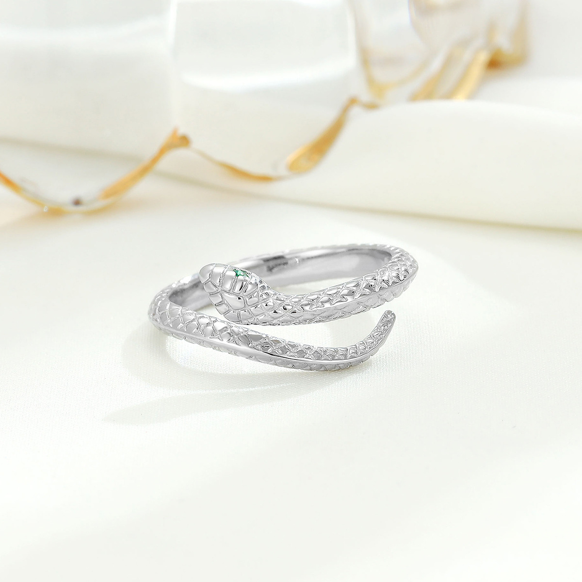 S925 Sterling Silvery Personality Snake Ring Temperament Niche High-end Jewelry Design Small Snake Open Ring