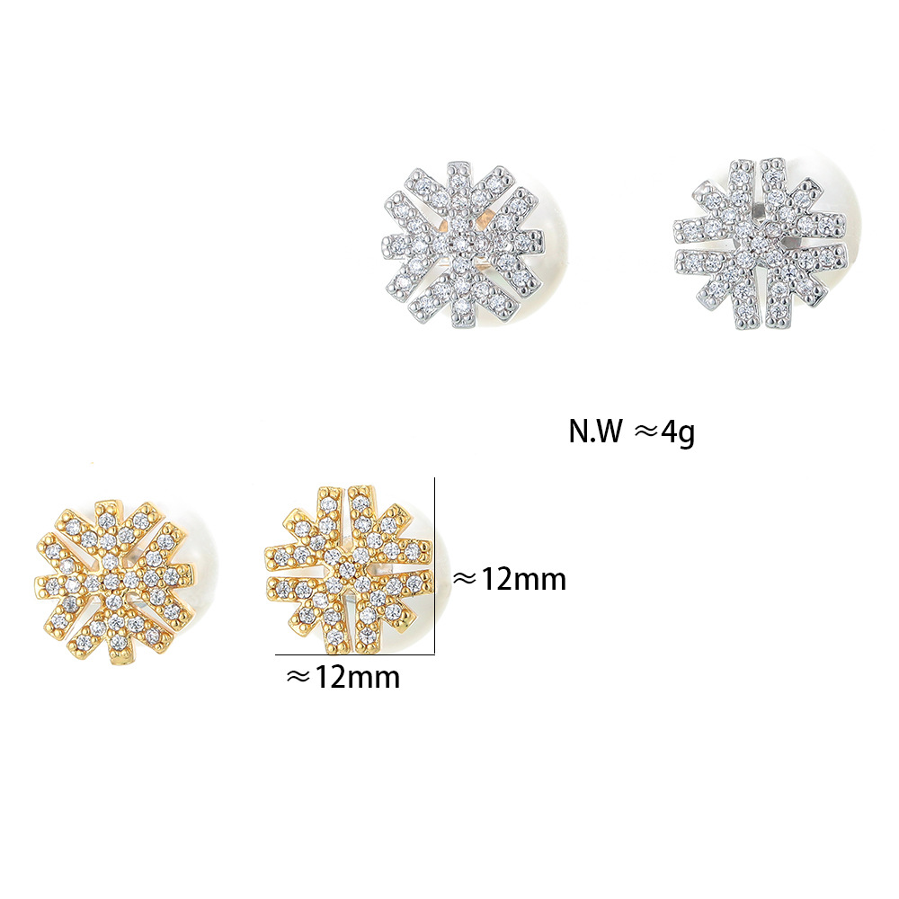Koreanische Schneeflocke-kupferohrringe Mit Mikrointarsien display picture 4
