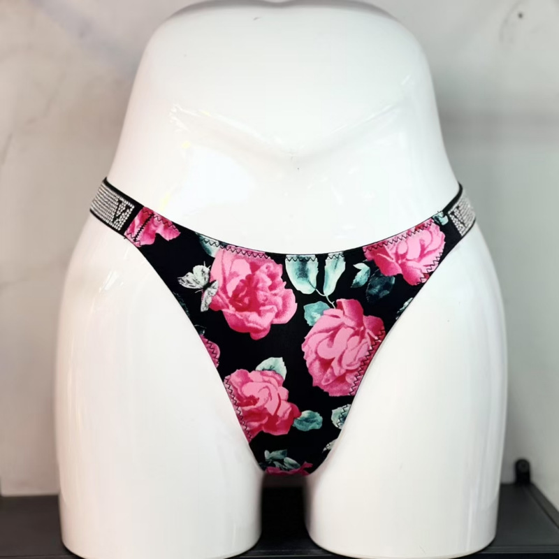 섹시한 문자 v 라인스톤 팬티, 얇은 스트랩 팬티, 여성용 편안한 꽃 얼음 실크 팬티, t 팬티, 여성용 t 팬티