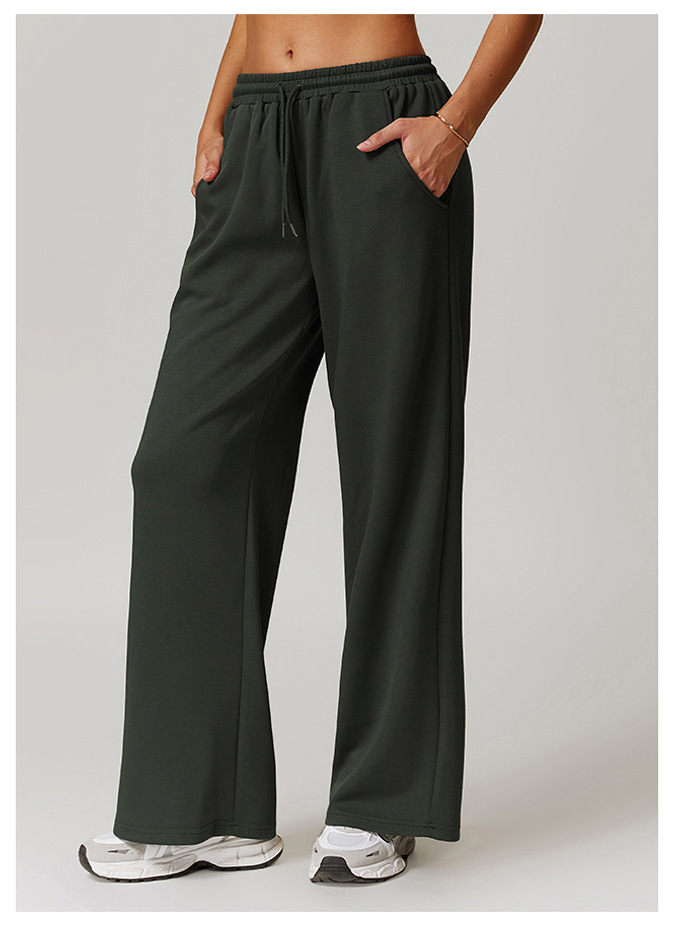 388g Weight Women's Casual Sport Style Solid Color Cotton Active Bottoms Casual Pants