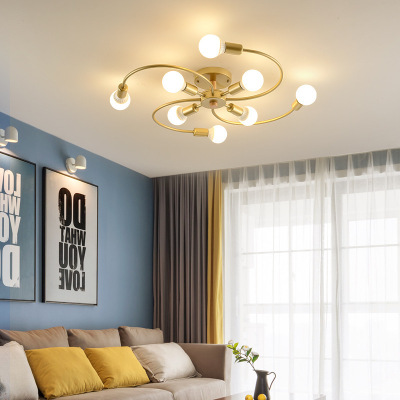 工厂热卖北欧吸顶灯客厅铁艺烤漆几何线条led卧室灯简约家居灯饰|ms