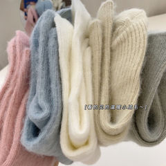 Cozy Winter Themed Plush Mid-Calf Socks, Solid Color Soft and Cute JK Girl Thicken Warm Socks, Knitted Fine Striped Socks