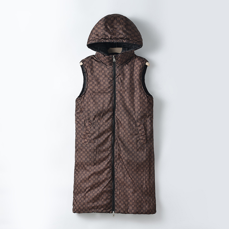 Cappotto gilet in cotone double face da donna – Piumino lungo e sottile invernale coreano, caldo capospalla reversibile (nero/bianco sporco/marrone/cachi, L-XXXL)_voghion.com