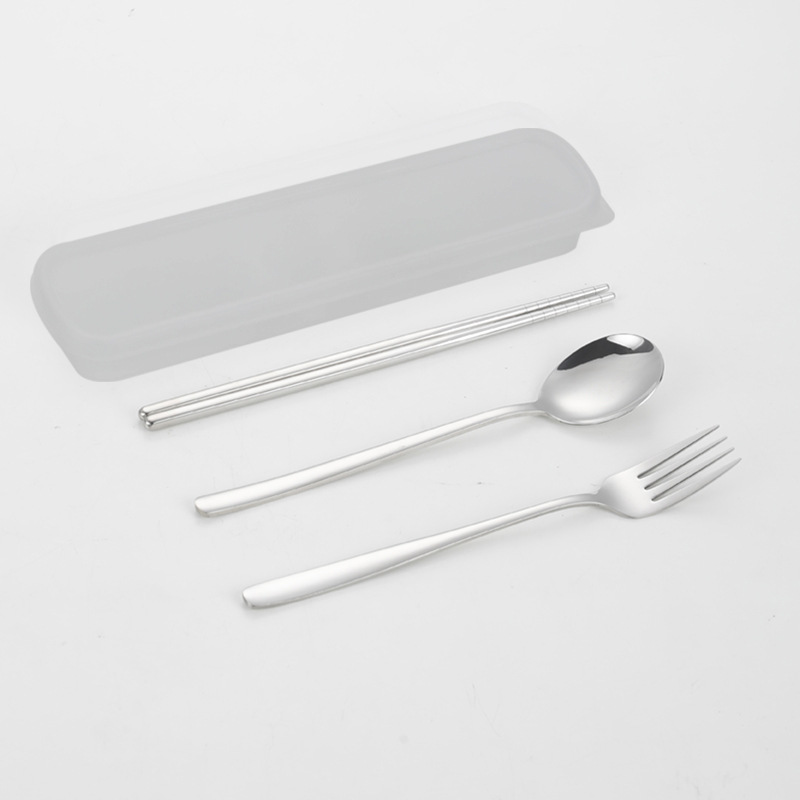 304 vajilla de acero inoxidable cuchara coreana tenedor palillos estudiante portátil conjunto de tres piezas traje creativo regalo puede ser logotipo personalizado