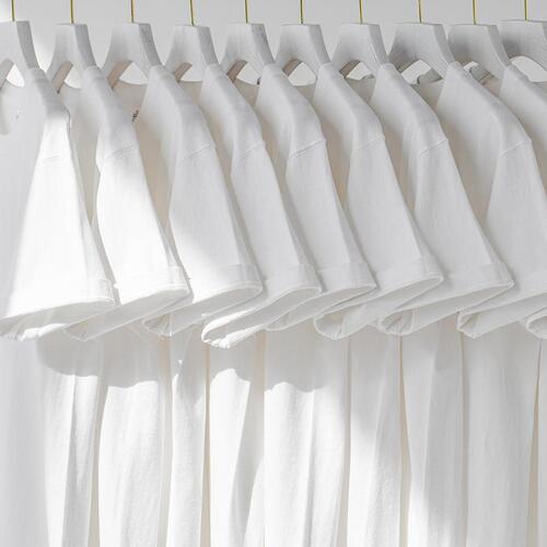 White 300g heavy cotton short-sleeved T-shirt summer round collar loose all-matching base shirt for men and women's basic style shirt