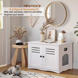 跨境人宠共用家具猫砂箱柜木制狗猫咪屋子实木家用边柜宠物窝工厂