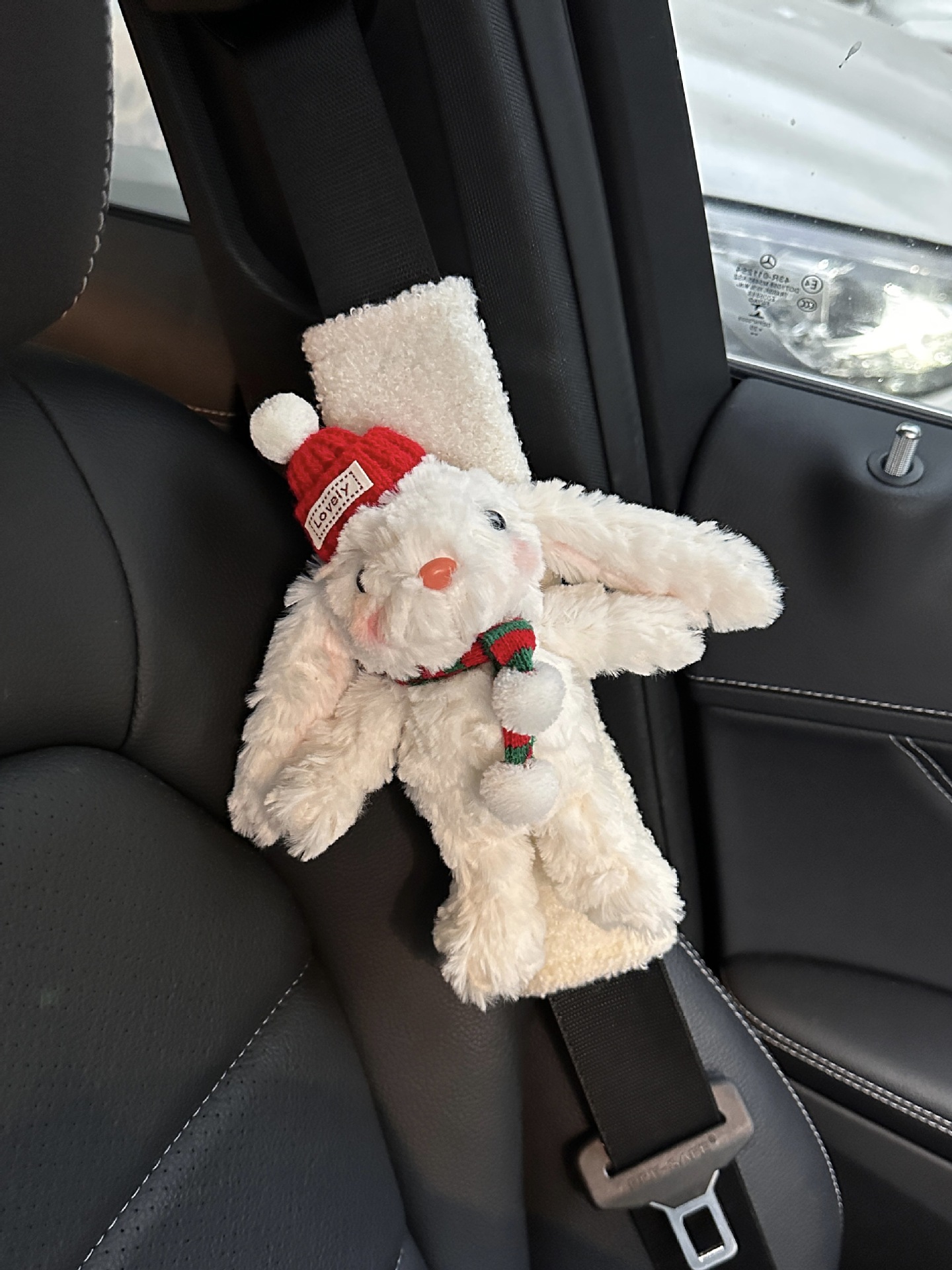 Rabbit car seat belt shoulder pad anti-collar protective cover car ornaments cute plush girl car interior