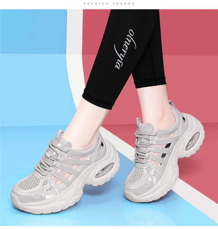 Giày sneaker nữ đế dày lưới thoáng khí phong cách thể thao gót 5 cm — 7234 bột sâm panh cao gót 5cm, 7234 gót trắng cao 5cm chi tiết 6