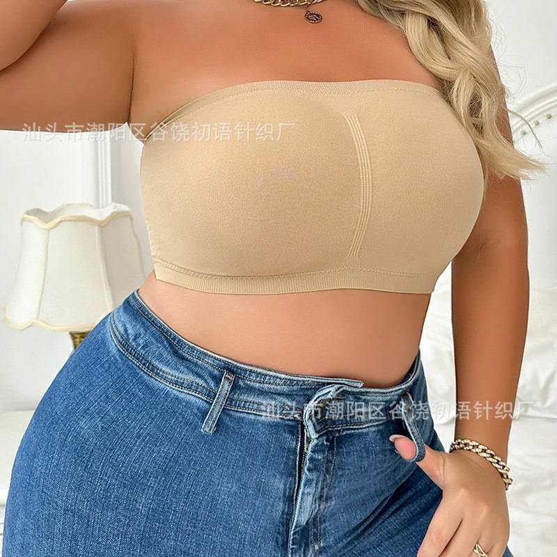 Foreign Trade Double Lengthened Size Strapless Women's Detachable Chest Pad Summer Thin Invisible Underwear plus size